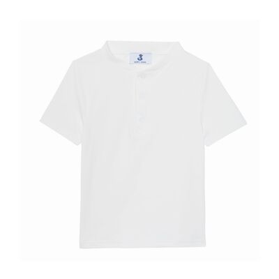 White mandarin collar short sleeves