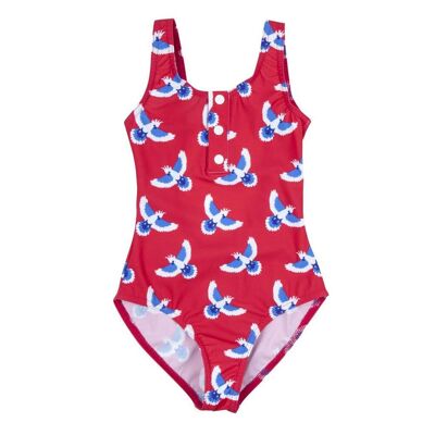 Parrot red one-piece swimsuit