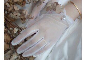 Gants de mariée intemporels en tulle avec bordures Pearl n Lace 12