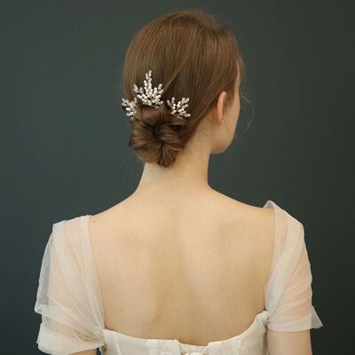 Épingles à cheveux de mariée étincelantes au design unique-Fait à la main-Un ensemble de 3