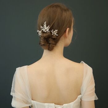 Épingles à cheveux de mariée étincelantes au design unique-Fait à la main-Un ensemble de 3 1