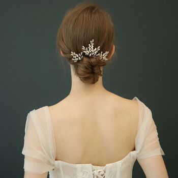 Épingles à cheveux de mariée étincelantes au design unique-Fait à la main-Un ensemble de 3 2