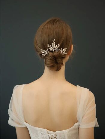 Épingles à cheveux de mariée étincelantes au design unique-Fait à la main-Un ensemble de 3 7