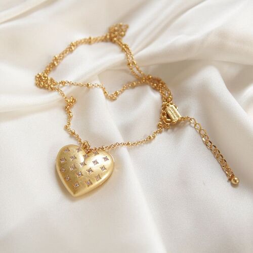 Vintage KS Style Dazzling Heart Locket Necklace