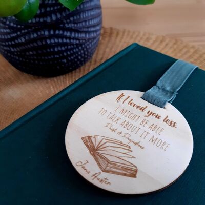 Bookmark Quote "Emma" (in v.o.), Ribbon and engraved wood