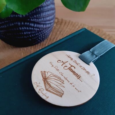 Bookmark Quote "HP and the Deathly Hallows", Ribbon and engraved wood