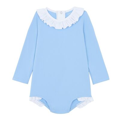 Light blue ruffle collar bodysuit