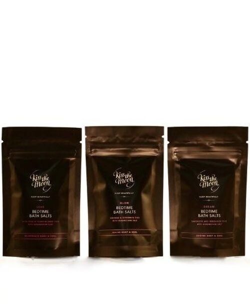 TRAVEL-SIZED BATH SALTS GIFT SET Soothe & ease with LOVE, GLOW & DREAM