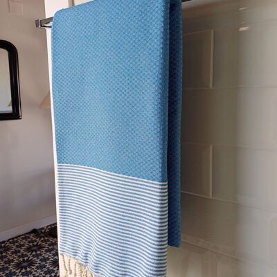 Fouta Playa Onda Azul azur 100% algodón