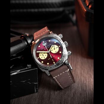 SPINNAKER - Hull Chronograph BURNT MAROON - SP-5068-05 - Montre homme - Mouvement Chronographe Japonais 5