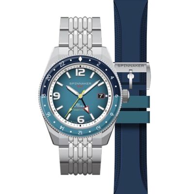 SPINNAKER - Fleuss GMT Automatic - SP-5120-66 - NEBULA BLUE - Reloj para hombre - Movimiento GMT automático japonés