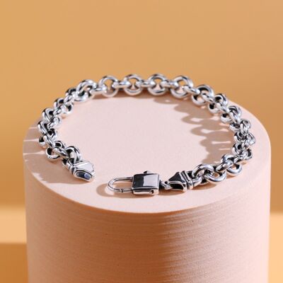 Bracelet à maillons de chaîne en argent sterling audacieux-18.5 cm de longueur