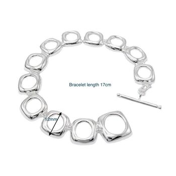 Bracelet à maillons à cadre carré en argent sterling épais avec boucle OT 9