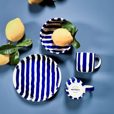 Stripe tableware set - mare blue - hand painted