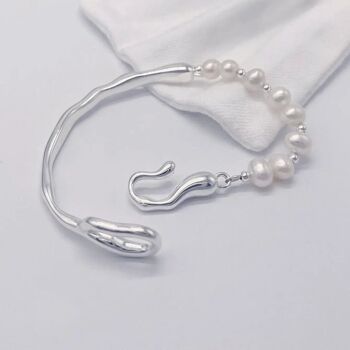 Arbre en argent - Bracelet fait main en perles de perles baroques avec branche d'arbre artisanale 5