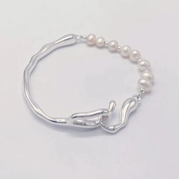 Arbre en argent - Bracelet fait main en perles de perles baroques avec branche d'arbre artisanale 7