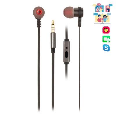WIRED STEREO EARPHONE NGS CROSS RALLY GRAPHITE. Metallic earphone-1.2m cable-Voice assistant access-3.5mm jack-microphone-multi-function button