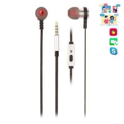 WIRED STEREO EARPHONE NGS CROSS RALLY SILVER. Metallic earphone-1.2m cable-Voice assistant access-3.5mm jack-microphone-multi-function button