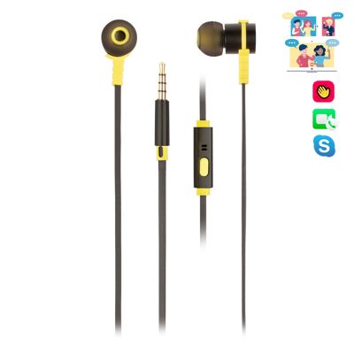WIRED STEREO EARPHONE NGS CROSS RALLY BLACK. Metallic earphone-1.2m cable-Voice assistant access-3.5mm jack-microphone-multi-function button