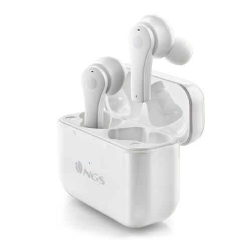 NGS ARTICA BLOOM WHITE: in-ear design earphones compatible with TWS and Bluetooth technology. UP TO 24 HOURS - TOUCH CONTROLS - USB TYPEC. WHITE COLOR