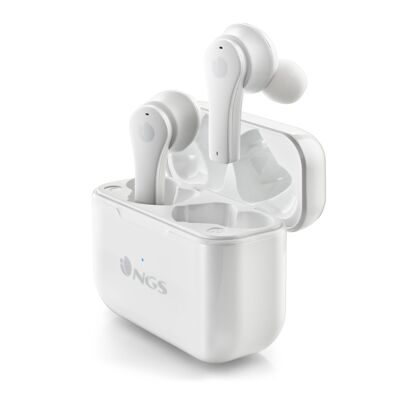 NGS ARTICA BLOOM WHITE: Ohrhörer im In-Ear-Design, kompatibel mit TWS- und Bluetooth-Technologie.  BIS ZU 24 STUNDEN – TOUCH-STEUERUNG – USB-TYC. WEISSE FARBE