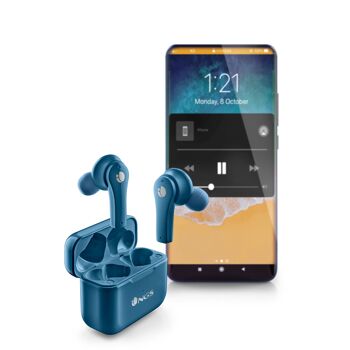 NGS ARTICA BLOOM AZURE : écouteurs intra-auriculaires design compatibles avec la technologie TWS et Bluetooth. JUSQU'À 24 HEURES - COMMANDES TACTILES - USB TYPEC. COULEUR BLEUE 3