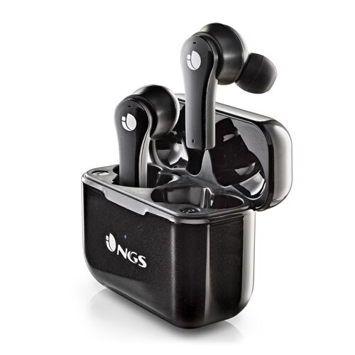 NGS ARTICA BLOOM BLACK: in-ear design earphones compatible with TWS and Bluetooth technology. UP TO 24 HOURS - TOUCH CONTROLS - USB TYPEC. BLACK COLOR