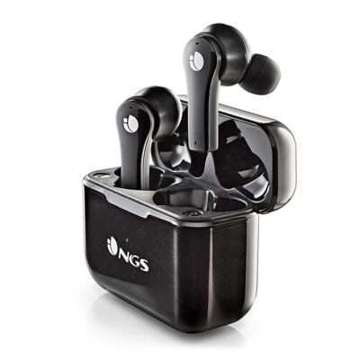 NGS ARTICA BLOOM BLACK : écouteurs intra-auriculaires design compatibles avec la technologie TWS et Bluetooth. JUSQU'À 24 HEURES - COMMANDES TACTILES - USB TYPEC. COULEUR NOIRE