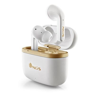 NGS ARTICA TROPHY WHITE: ACTIVE NOISE CANCELLING TWS HEADPHONES- UP TO 20 HOURS AUTONOMY -TOUCH CONTROL- WHITE COLOR