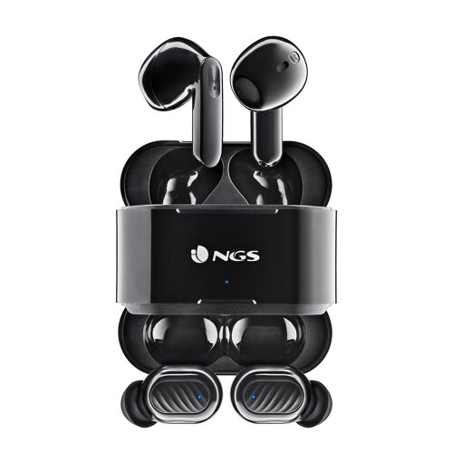 NGS ARTICA DUO BLACK: 2 PAIRS OF WIRELESS IN-EAR HEADPHONES - UP TO 30 HOURS - TOUCH CONTROLS. COMPATIBLE WITH TWS AND BT. TECHNOLOGY. BLACK COLOR.