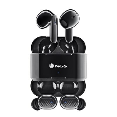 NGS ARTICA DUO BLACK: 2 PAIA DI CUFFIE IN-EAR WIRELESS - FINO A 30 ORE - CONTROLLI TOUCH.   COMPATIBILE CON TWS E BT.   TECNOLOGIA.   COLORE NERO.