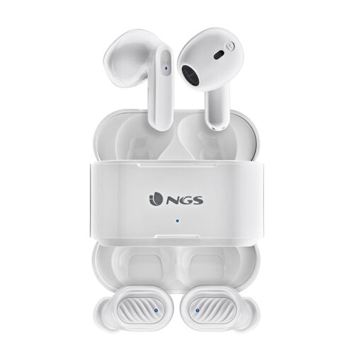 NGS ARTICA DUO WHITE: 2 PAIRS OF WIRELESS IN-EAR HEADPHONES - UP TO 30 HOURS - TOUCH CONTROLS. COMPATIBLE WITH TWS AND BT. TECHNOLOGY. WHITE COLOR.