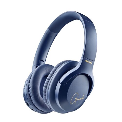 NGS ARTICA GREED BLUE: Supra-aural headphone compatible with 5.1 Bluetooth technology. Wireless, Foldable, Mic included. 40 hours of battery. Blue.