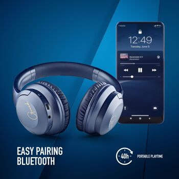 NGS ARTICA GREED BLUE : Casque supra-aural compatible avec 5.1 technologie Bluetooth. Sans fil, pliable, micro inclus. 40 heures d'autonomie. Bleu. 2