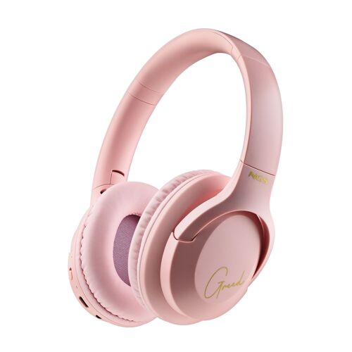 NGS ARTICA GREED PINK: Supra-aural headphone compatible with 5.1 Bluetooth technology. Wireless, Foldable, Mic included. 40 hours of battery. Pink.