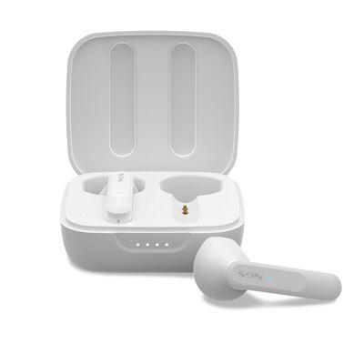 NGS ARTICA MOVE WHITE: In-ear design headphones compatible with TWS and 5.3 Bluetooth technology. 28hr of battery, Touch control, ENC technology. White