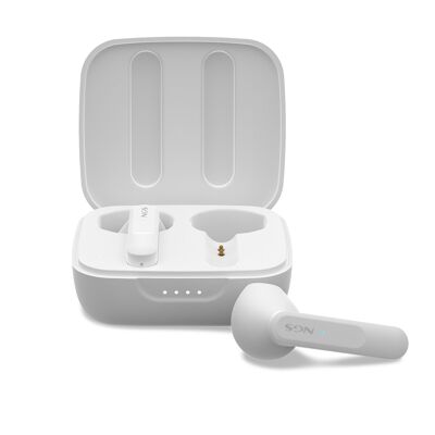 NGS ARTICA MOVE WHITE: In-ear design earphones compatible with TWS and 5.3 Bluetooth technology. 28hr of battery, Touch control, ENC technology. White