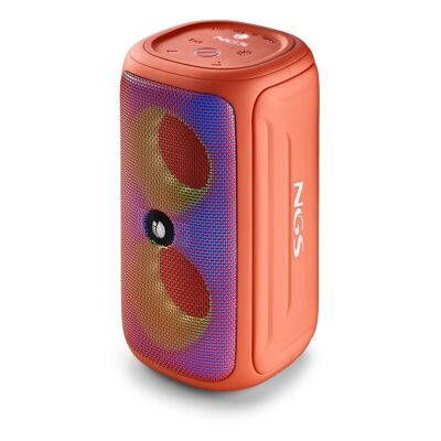 NGS ROLLER BEAST CORAL: Spritzwassergeschützter (IPX5) kabelloser Lautsprecher, kompatibel mit Bluetooth 5.0-Technologie.  32W.  SB/TF/AUX IN/RADIO-TWS.  Korallenfarbe.