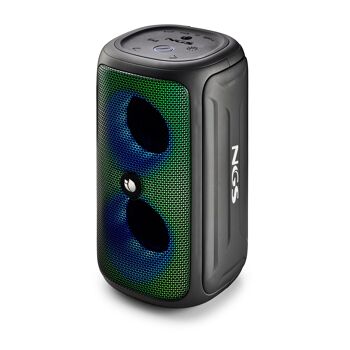 NGS ROLLER BEAST BLACK : Enceinte sans fil résistante aux éclaboussures (IPX5) compatible Bluetooth 5.0 technologie. 32W. SB/TF/AUX IN/RADIO-TWS. La couleur noire. 1