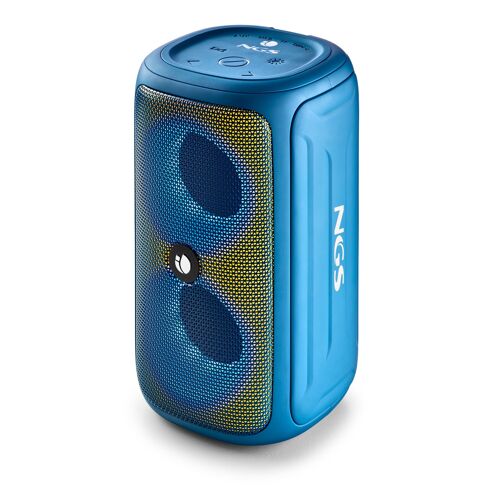NGS ROLLER BEAST AZURE: Splash-resistant (IPX5)wireless speaker compatible with Bluetooth 5.0 technology. 32W. SB/TF/AUX IN/RADIO-TWS. Color Blue.