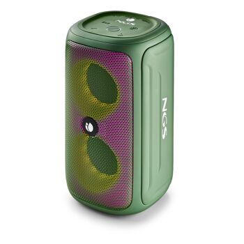 NGS ROLLER BEAST GREEN : Enceinte sans fil résistante aux éclaboussures (IPX5) compatible Bluetooth 5.0 technologie. 32W. SB/TF/AUX IN/RADIO-TWS. La couleur verte. 1