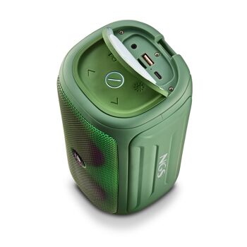 NGS ROLLER BEAST GREEN : Enceinte sans fil résistante aux éclaboussures (IPX5) compatible Bluetooth 5.0 technologie. 32W. SB/TF/AUX IN/RADIO-TWS. La couleur verte. 3