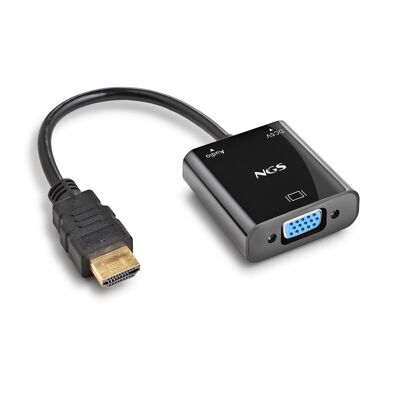 NGS CHAMALEON: HDMI-auf-SVGA-Adapter + FULL HD Audio + Stromkabel im Lieferumfang enthalten.  Männlich zu weiblich. Kompatible Geräte: Projektor, PC, Monitor