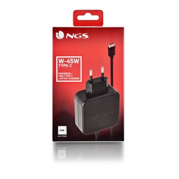 NGS W-45W ; Chargeur automatique universel pour ordinateur portable avec connexion USB-C. 5V/9V/12V/15V-3A, 20V/2,25A 8