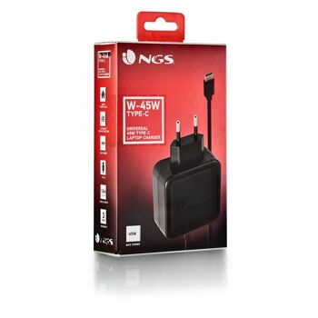 NGS W-45W ; Chargeur automatique universel pour ordinateur portable avec connexion USB-C. 5V/9V/12V/15V-3A, 20V/2,25A 9