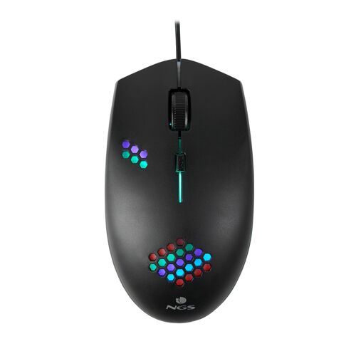 NGS GMX-120 7 COLORS LED GAMING MOUSE WITH 1200 DPI -AMBIDEXTROUS- 2 BUTTONS- MEDIUM SIZE. COLOR BLACK.