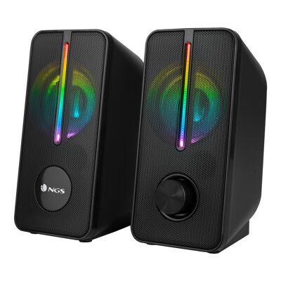 NGS GSX-150: 2.0 GAMING-LAUTSPRECHER – RGB-LEUCHTEN USB-STROMVERSORGUNG – Ausgangsleistung 12 W. SCHWARZE FARBE