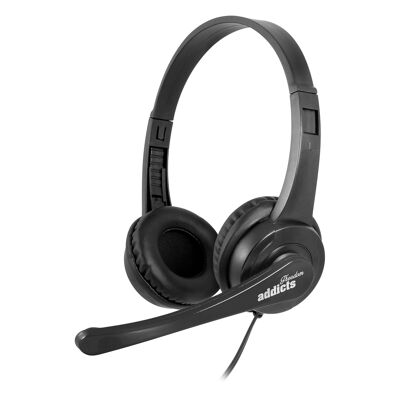 CASQUE STÉRÉO NGS Vox505 AVEC CONTRÔLE DU VOLUME ET CONNEXION USB. MICROPHONE RÉGLABLE. IDÉAL POUR ORDINATEUR PORTABLE, PC, CONSOLES DE JEUX. COULEUR NOIRE.