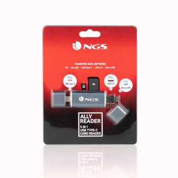 LECTEUR NGS ALLY : LECTEUR DE CARTES TYPE-C 5 EN 1 LECTURE CLASSE 4,6,8,10, 128G MAX 6