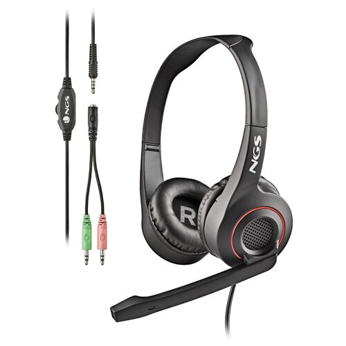 NGS MSX 10 PRO: On-ear headphones with microphone. JACK 3,5MM & 1-2 JACK ADAPTOR VOLUME CONTROL- SOFT EARPADS. Lightweight. Black Color.